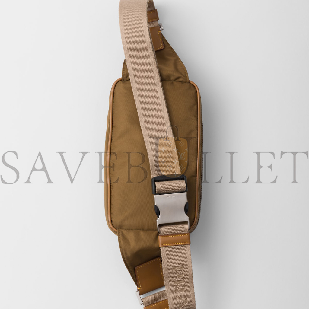 Pra*a re-nylon and leather belt bag 2vl977 (21*12.5*4.5cm)